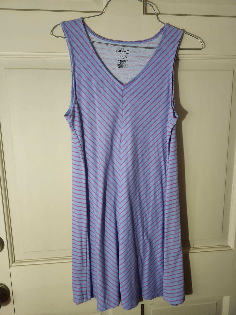 City Streets Lavender and Pink Striped Sleeveless Casual Dress